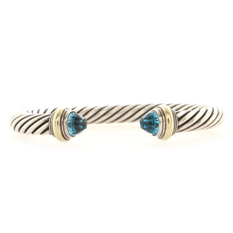 David Yurman Cable Classic Bracelet Sterling Silver with 14K Yellow Gold and Topaz 7mm
