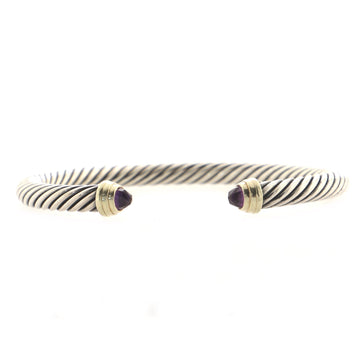 David Yurman Cable Classic Bracelet Sterling Silver with 14K Yellow Gold and Amethyst 5mm