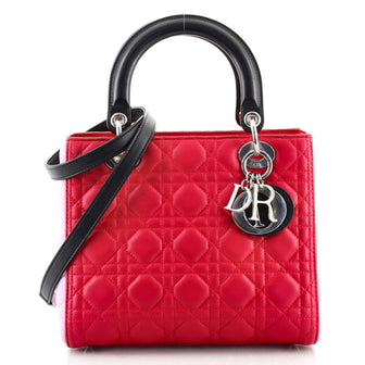 Christian Dior Tricolor Lady Dior Bag Cannage Quilt Leather Medium