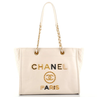 Chanel Deauville Tote Embellished Shiny Calfskin Small