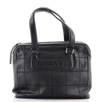 Chanel Square Stitch Satchel Quilted Caviar Large
