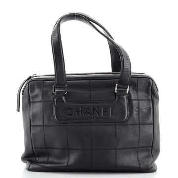 Chanel Square Stitch Satchel Quilted Caviar Large