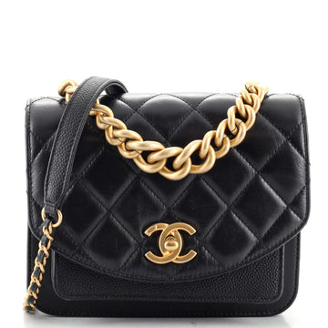 Chanel Chain Handle Flap Bag Quilted Calfskin with Caviar Mini