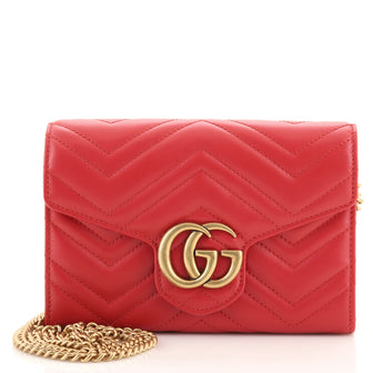 Gucci GG Marmont Chain Wallet Matelasse Leather Mini