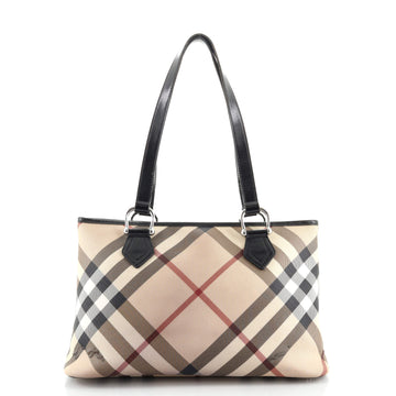Burberry Nickie Tote Nova Check Coated Canvas Small