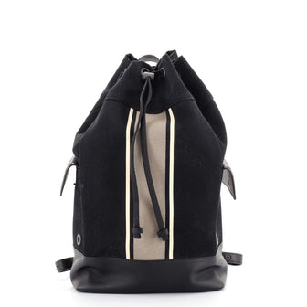 Bottega Veneta Drawstring Backpack Printed Canvas with Intrecciato Leather Large