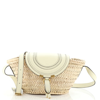 Chloe Marcie Basket Bag Raffia and Leather Small