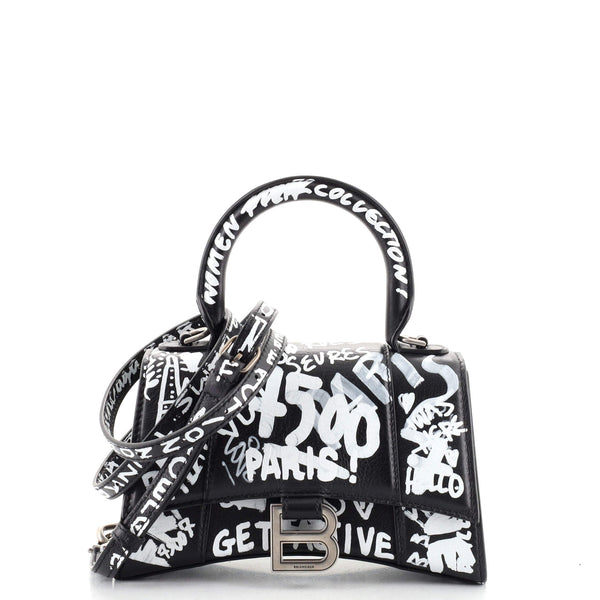 Balenciaga Graffiti Hourglass Top Handle Bag Leather XS 126139