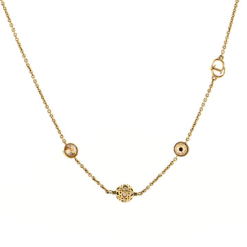 Christian Dior Secret Cannage Station Necklace Metal with Crystals and Faux Pearl