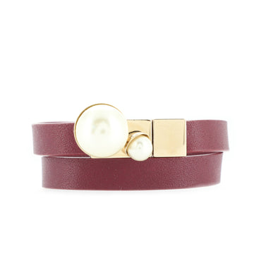 Christian Dior Mise en Dior Wrap Bracelet Leather with Faux Pearls