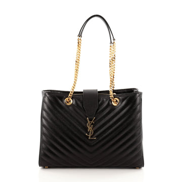Saint Laurent Classic Monogram Shopper Matelasse Chevron Leather Large