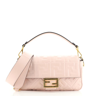 Fendi Baguette NM Bag Zucca Embossed Leather Medium