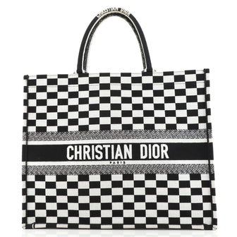 Christian Dior Book Tote Check Canvas
