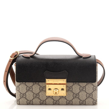 Gucci Padlock Convertible Top Handle Bag GG Coated Canvas and Leather Mini