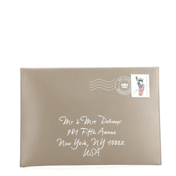Delvaux Envelope Clutch Printed Leather Medium