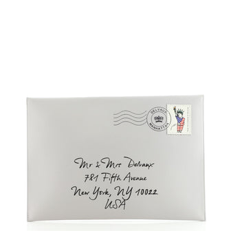 Delvaux Envelope Clutch Printed Leather Medium