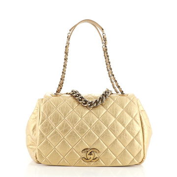 Chanel Pondichery Flap Bag Quilted Aged Calfskin Large