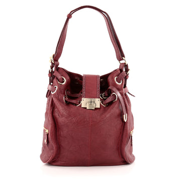 Jimmy Choo Riki Side Pocket Hobo Leather with Snakeskin