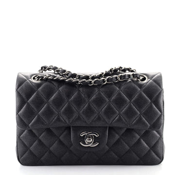 Chanel Classic Double Flap Bag Quilted Iridescent Caviar Small