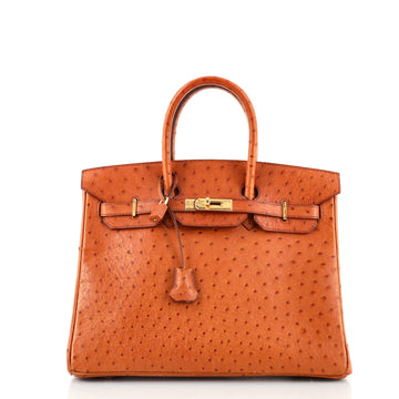 Hermes Birkin Handbag Brown Ostrich with Gold Hardware 35