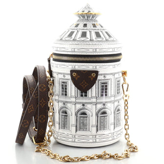 Louis Vuitton Cannes Vase Handbag Limited Edition Fornasetti Architettura Print Leather and Monogram Canvas