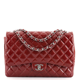 Chanel Classic Double Flap Bag Quilted Patent Maxi