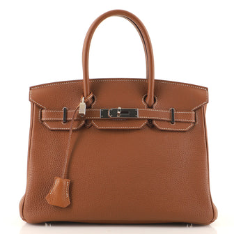 Hermes Birkin Handbag Brown Togo with Palladium Hardware 30