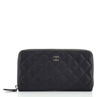 Chanel Zip Around Wallet Quilted Caviar Long