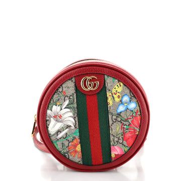 Gucci Ophidia Round Backpack Flora GG Coated Canvas Mini