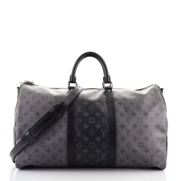 Louis Vuitton Keepall Bandouliere Bag Reverse Monogram Eclipse Canvas 50