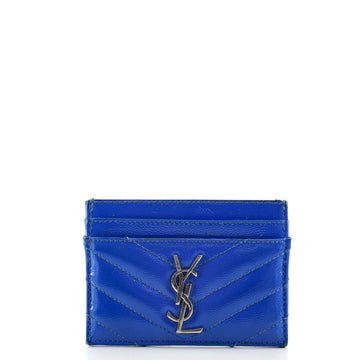 Saint Laurent Classic Monogram Card Holder Matelasse Chevron Patent