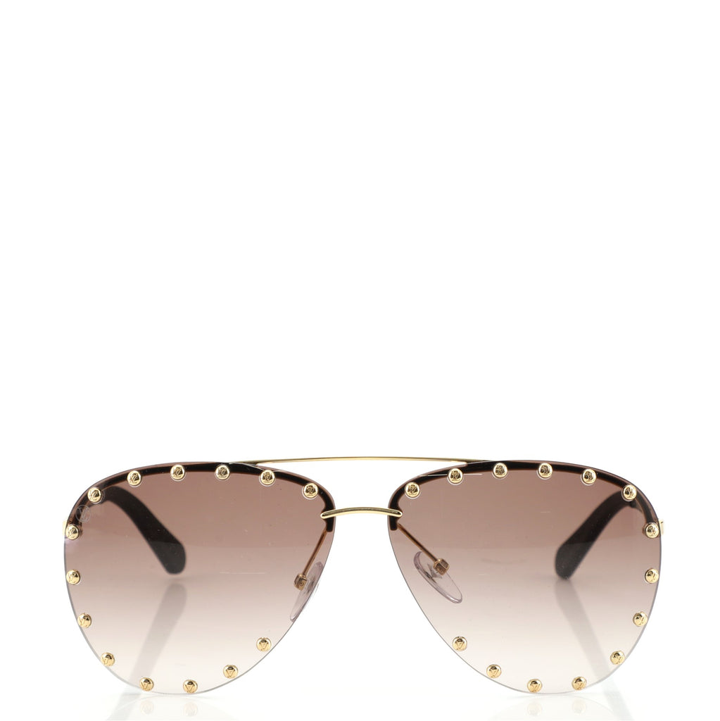 Louis Vuitton The Party Aviator Sunglasses Studded Metal Gold 1238481