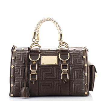 Versace Snap Out Of It Handbag Matelasse Leather Medium