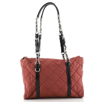 Prada Chain Zip Tote Quilted Tessuto Medium