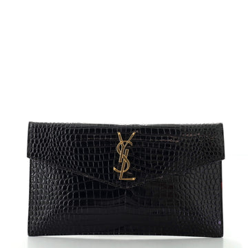 Saint Laurent Uptown Pouch Crocodile Embossed Leather