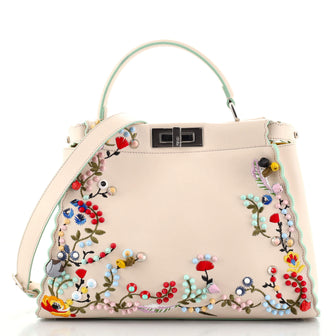 Fendi Peekaboo Bag Embroidered Leather Regular