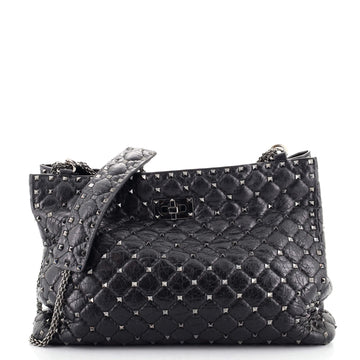 Valentino Rockstud Spike Chain Tote Quilted Leather Large