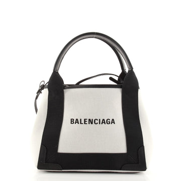 Balenciaga Navy Cabas Canvas and Leather XS