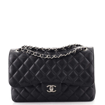 Chanel Classic Double Flap Bag Quilted Caviar Jumbo