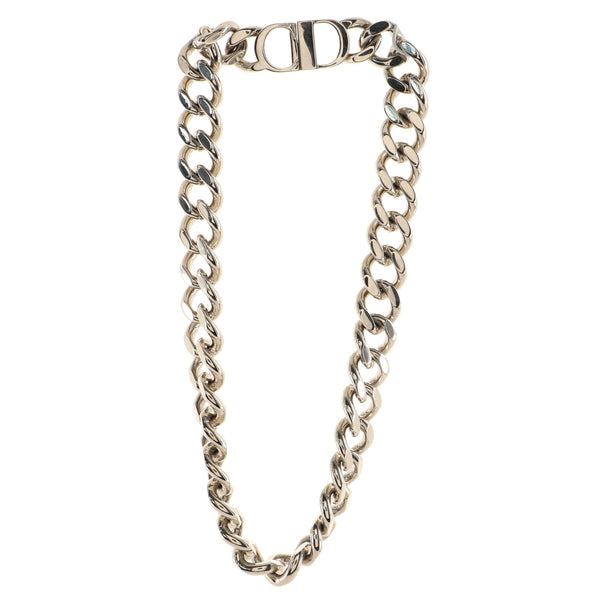 CD Icon Thin Chain Link Necklace Silver-Finish Brass | DIOR
