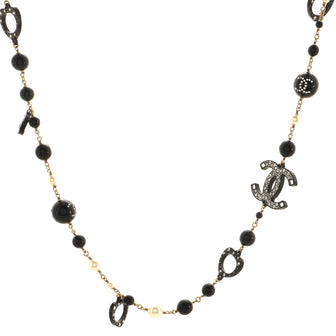 Chanel CC Charm Necklace Metal and Resin with Faux Pearls, Beads, and Crystal