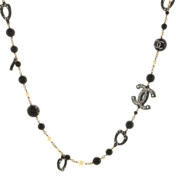 Chanel CC Charm Necklace Metal and Resin with Faux Pearls, Beads, and Crystal