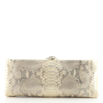 Chanel Frame Clutch Python with Crystals Medium