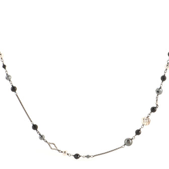 David Yurman Bijoux Station Chain Necklace Sterling Silver with Onyx, Hematite and Diamonds