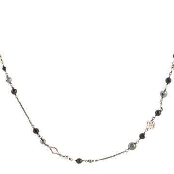 David Yurman Bijoux Station Chain Necklace Sterling Silver with Onyx, Hematite and Diamonds