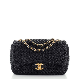 Chanel Classic Single Flap Bag Crochet Raffia Medium