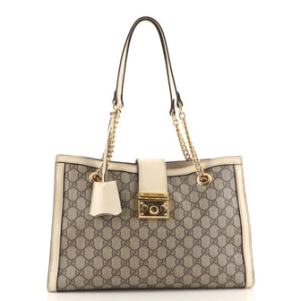 Gucci Padlock Chain Tote GG Coated Canvas Medium