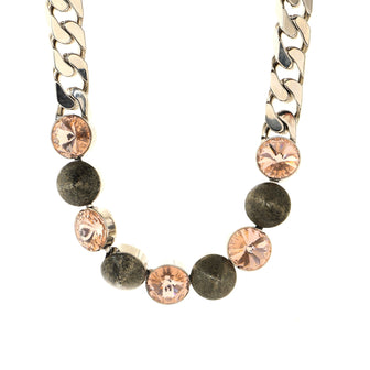 Fendi Bijoux Stud Chunky Chain Necklace Metal with Crystal and Resin