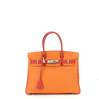 Hermes Birkin Handbag Bicolor Togo with Palladium Hardware 30