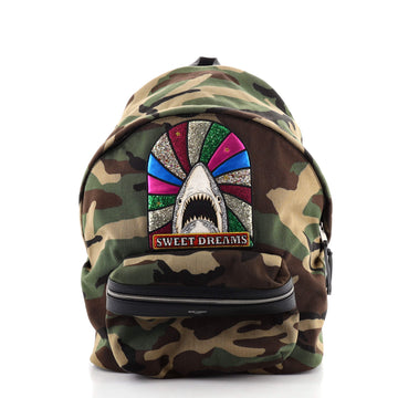 Saint Laurent City Backpack Patchwork Printed Cotton Medium